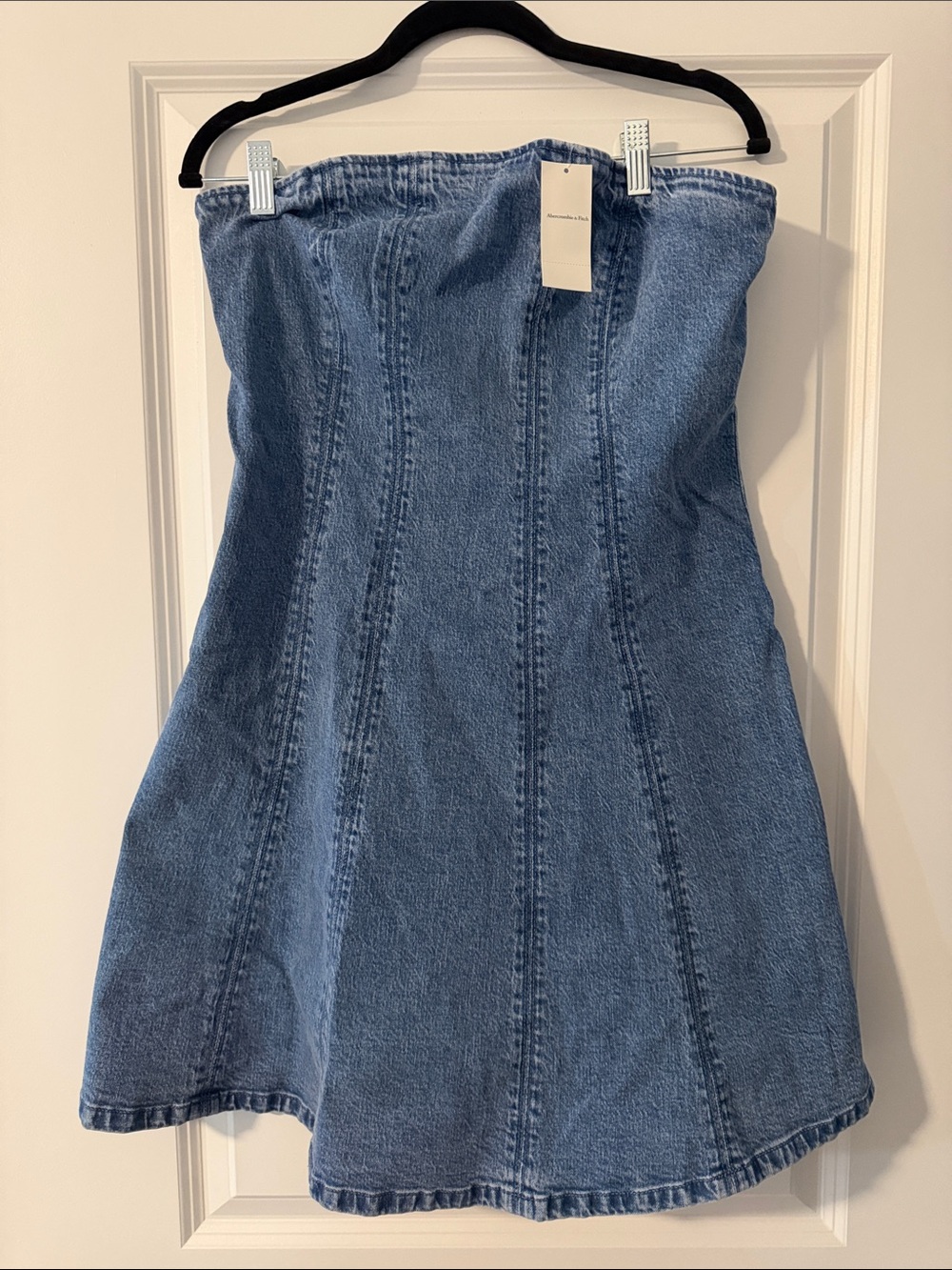 Abercrombie & Fitch Strapless Denim Mini Dress - Light Blue